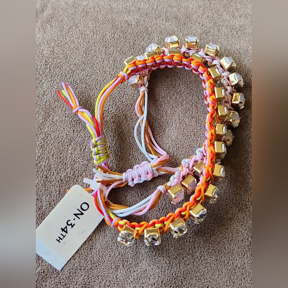 Bracelet Set Of 2 On 34th Friendship Style With Faux Stones NWT